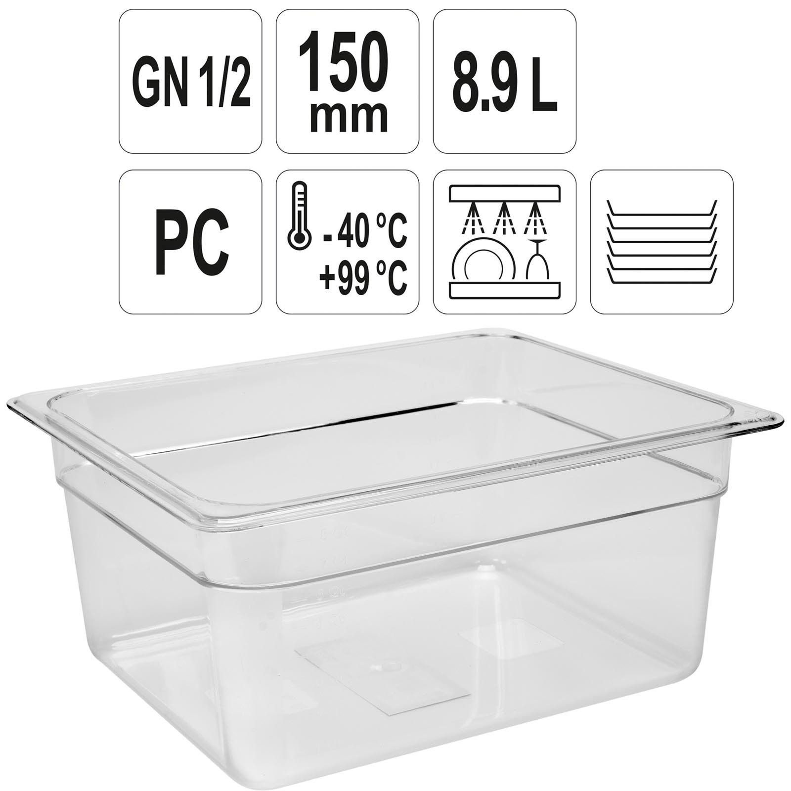 YATO GN Gastronormbehälter Deckel Polycarbonat Behälter 1/1" 65-200mm 8,5-25,6L 