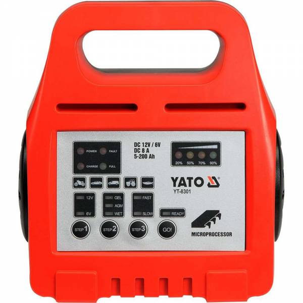 YATO Profi 12V/6V Batterieladegerät Automatik Batterielader 8A 5-200Ah YT-8301