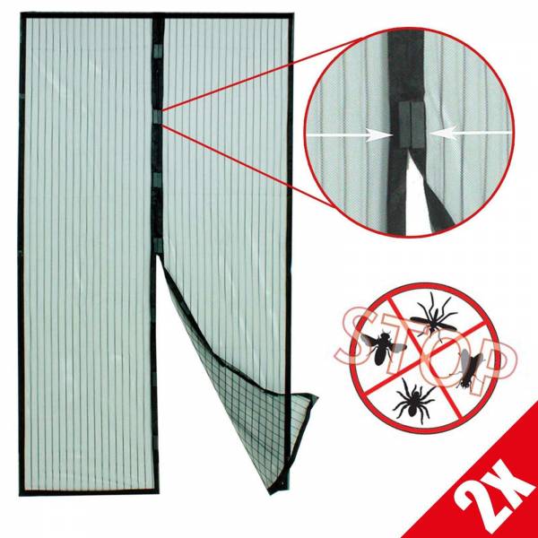 2er Vorteilspack Grafner® Insektenschutzgitter magnetischer Türvorhang Fliegen und Mückenschutz
