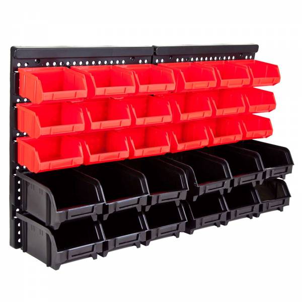 Grafner® 32tlg. Wandregal mit Stapelboxen Sortimentskasten Schraubenregal Stapelboxen