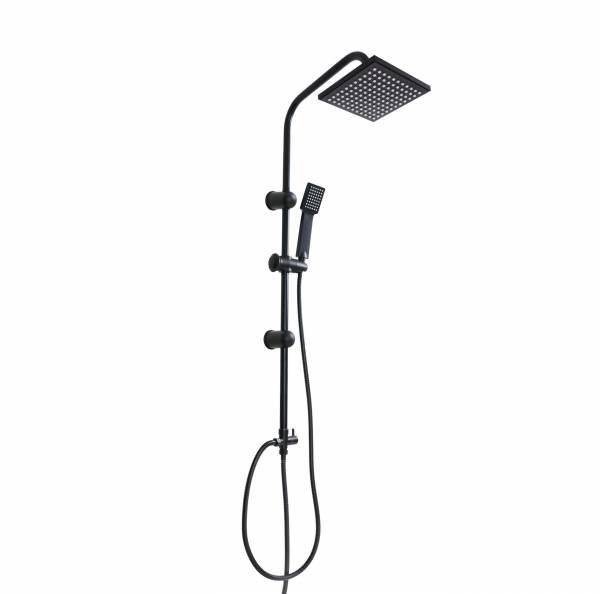Grafner® Duschgarnitur mit Regenschauerduschkopf und Handbrause Duschsäule Schwarz