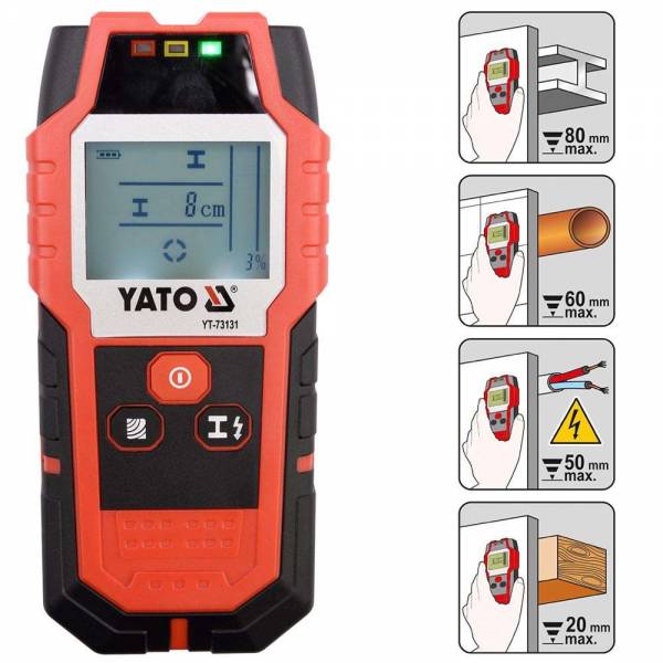 YATO Profi Digitales Ortungsgerät für Metall / Leitungen / Holz YT-73131